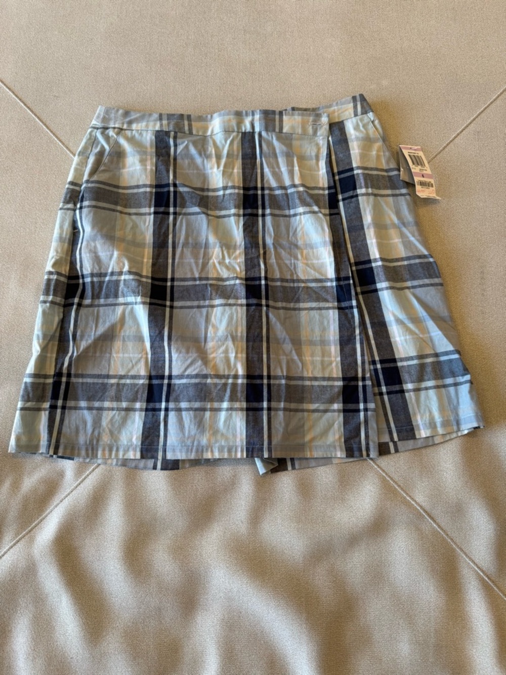 Charter Club - Plaid Pleated Mini Skort in Light Blue and Navy-Women’s